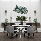 Стол обеденный раскладной круглый керамический белый GARDA DECOR