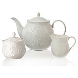 Набор для чая Lenox "Чистый опал, рельеф" (чайник, сахарница, молочник)