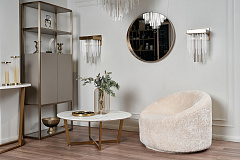 Стол журнальный Pearl White круглый белый/золото GARDA DECOR