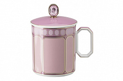 Кружка с крышкой Rosenthal Сваровски 390 мл, фарфор, розовая
