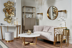 Стол журнальный Pearl White круглый белый/золото GARDA DECOR