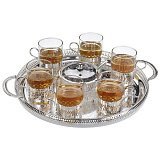 Набор чайный Queen Anne 6/9 (поднос, сахарница, ложка, 6 стаканов с подстаканниками)
