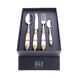 Набор столовых приборов на 6 персон Siena Antique Gold Champagne Steel, 24 предмета